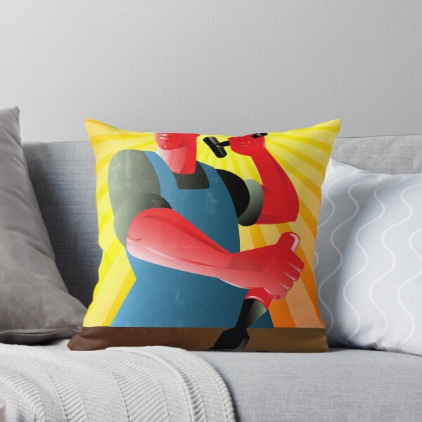 Item preview, Carpenter Striking Hammer Chisel Poster Retro designed and sold by patrimonio.