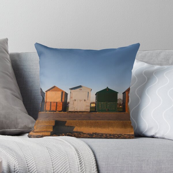 Beach Huts Throw Pillow
