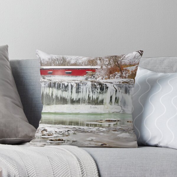 Item preview, Red Covered Bridge and Frozen Waterfall designed and sold by Kenneth Keifer.
