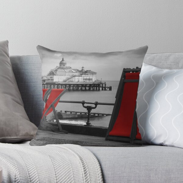 Deckchairs by the Sea Throw Pillow