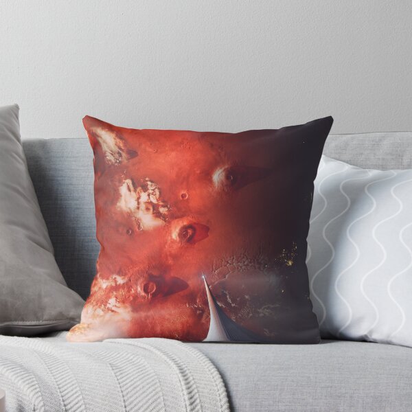The Space Elevator to Mars - Descent At Dusk Throw Pillow