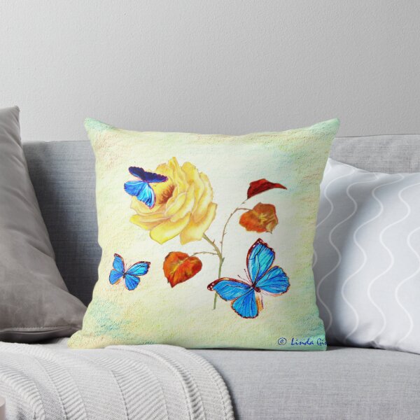 Item preview, Morph Butterflies on Yellow Rose designed and sold by Linda Ginn.