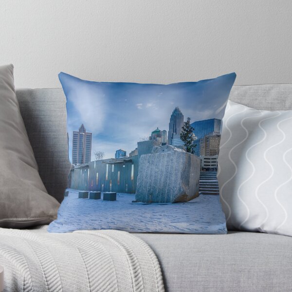 charlotte city skyline behind romare bearden park Throw Pillow