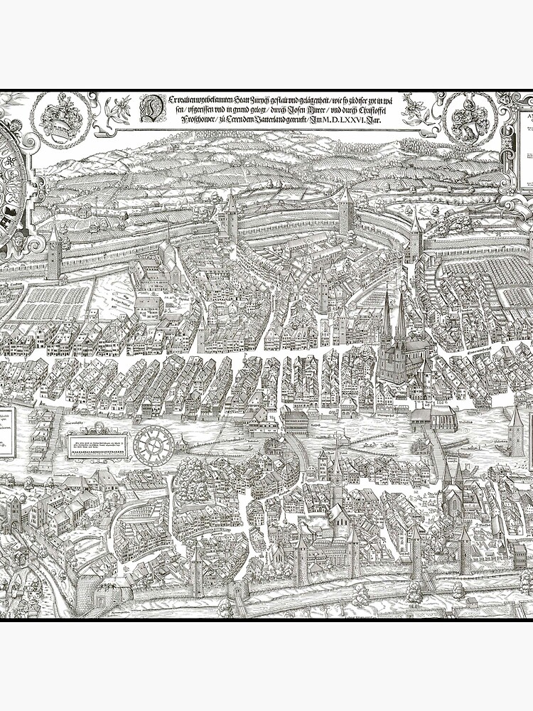 "ZURICH SWITZERLAND 1576 MAP" Tote Bag for Sale by Daniel Hagerman Redbubble