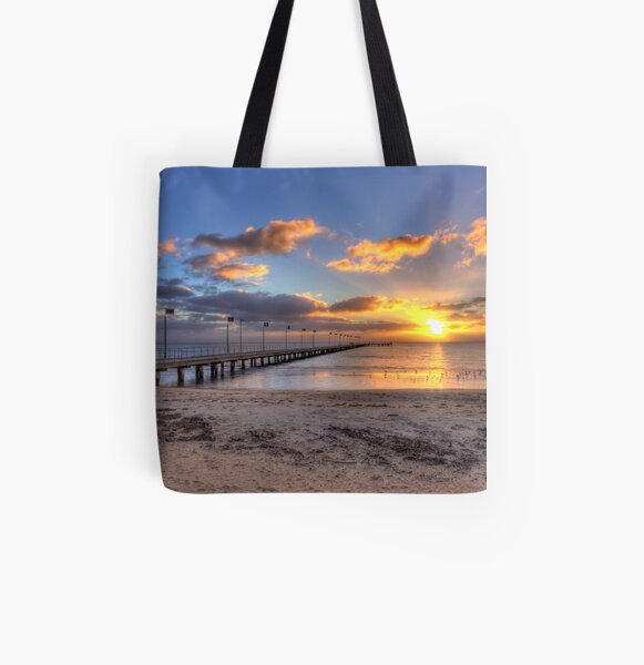 Sun Rays Over Frankston Pier All Over Print Tote Bag