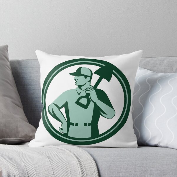 Artikelvorschau, Gardener Landscaper Shovel on Shoulder Retro entworfen und verkauft von patrimonio.