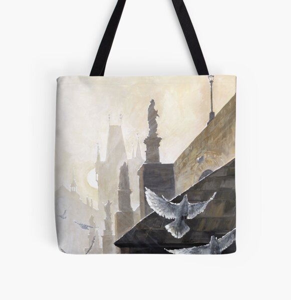 Prague Morning on the Charles Bridge All Over Print Tote Bag