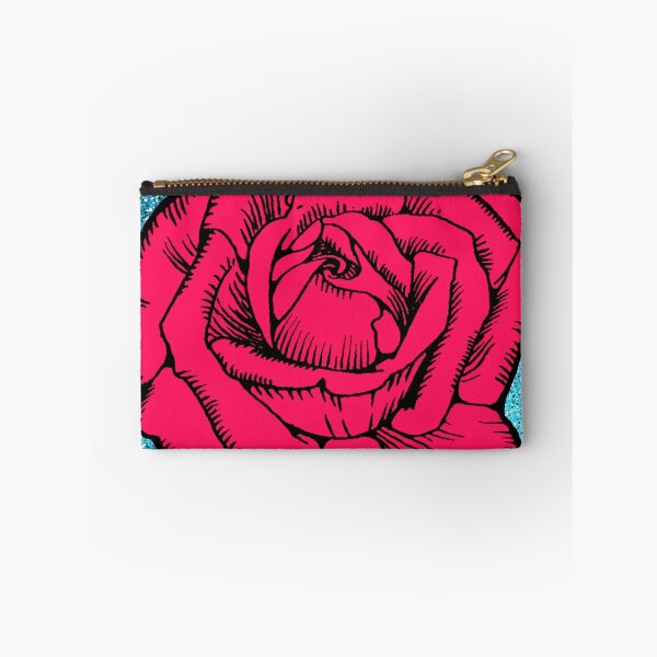 Item preview, Red Rose on Faux Glitter Blue Background designed and sold by Greenbaby.