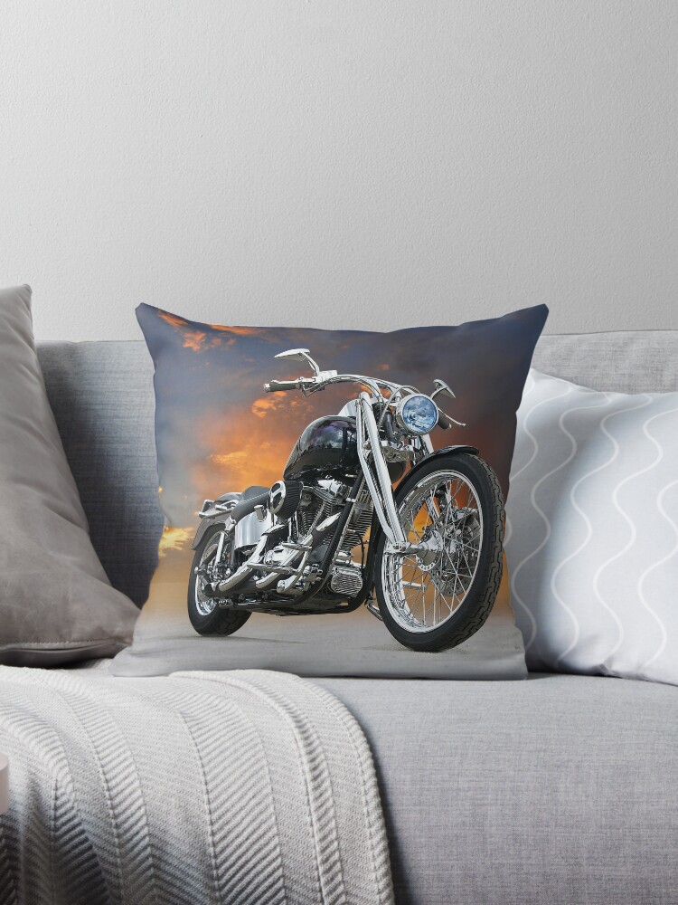 Harley Davidson Softail Custom Throw Pillow