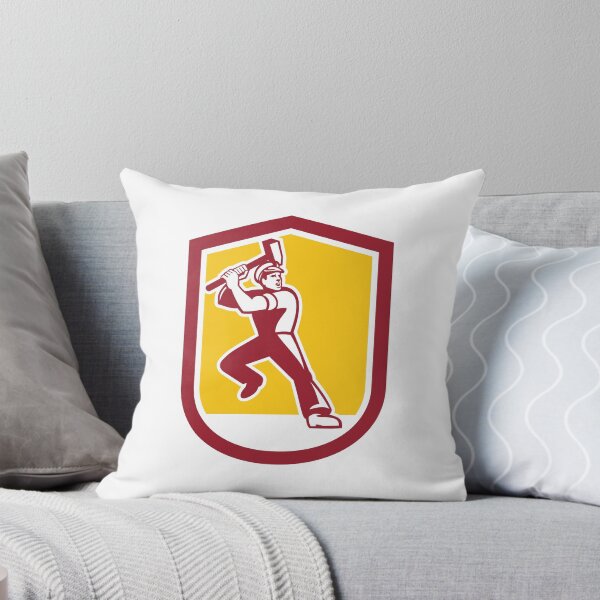 Item preview, Union Worker Striking Sledgehammer Crest Retro designed and sold by patrimonio.