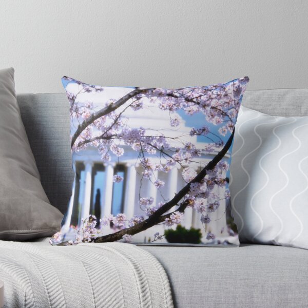 Jefferson Memorial Cherry Blossoms Throw Pillow
