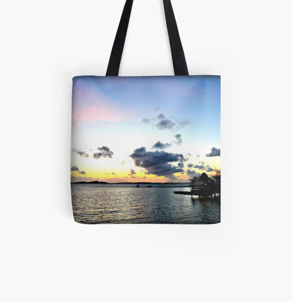 Vibrant Caribbean Sunrise In The Beautful Exumas, Bahamas All Over Print Tote Bag