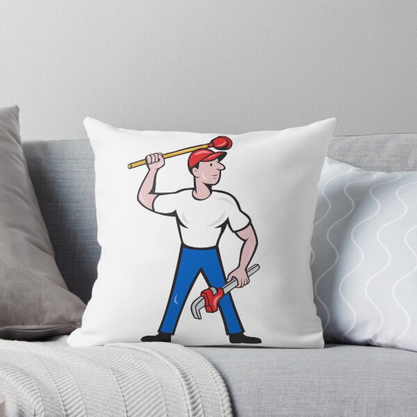 Artikelvorschau, Plumber Wield Wrench Plunger Isolated Cartoon entworfen und verkauft von patrimonio.