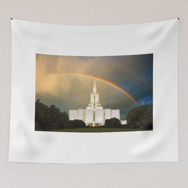 Item preview, Jordan River Temple Under the Rainbow 30x20 designed and sold by Ken Fortie.
