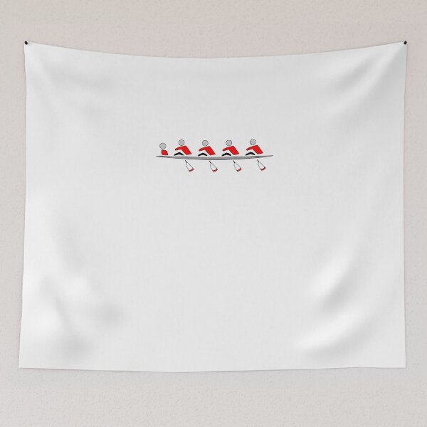 Item preview, Rowing - 4+, red & black, light background designed and sold by Hawthorn Mineart.