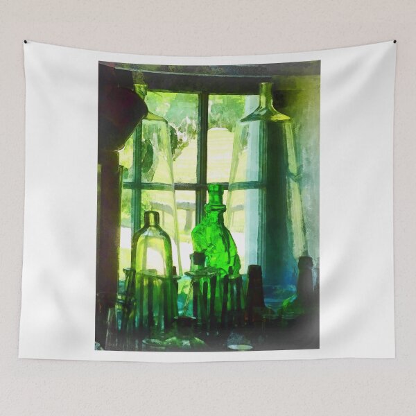Item preview, Green Bottles on Windowsill designed and sold by Susan Savad.