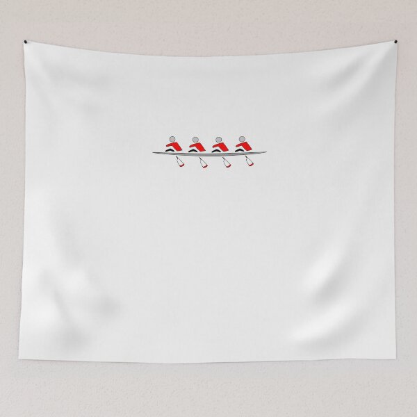 Item preview, Rowing - quad, red & black, light background designed and sold by Hawthorn Mineart.