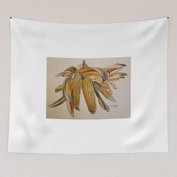 Item preview, Drying sweetcorn, Italy pen and wash 2010 designed and sold by Elizabeth Moore Golding.
