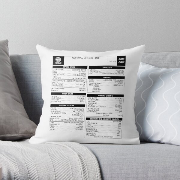 Airbus A320 checklist Throw Pillow