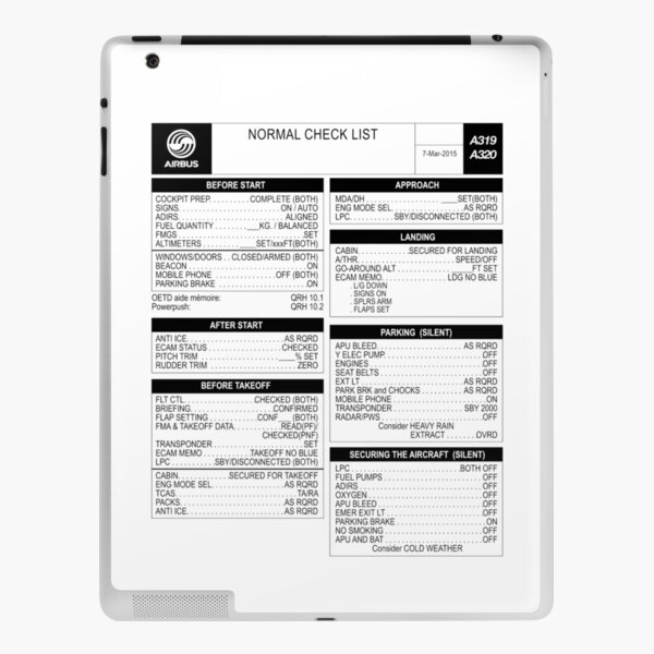 Airbus A320 checklist iPad Skin