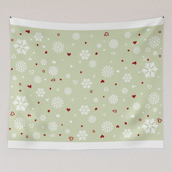 Item preview, Holiday Snowflakes Hearts on Green designed and sold by ruxique.