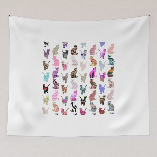 Item preview, Girly Whimsical Cats aztec floral stripes pattern designed and sold by GirlyTrend.