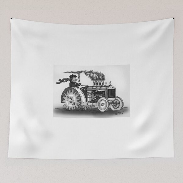 Item preview, VINTAGE STEAMPUNK TRACTOR (BLACK AND WHITE) designed and sold by squigglemonkey.