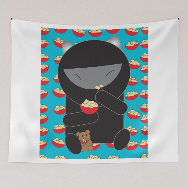 Item preview, Ninja Kitty Eating Noodles designed and sold by ValeriesGallery.