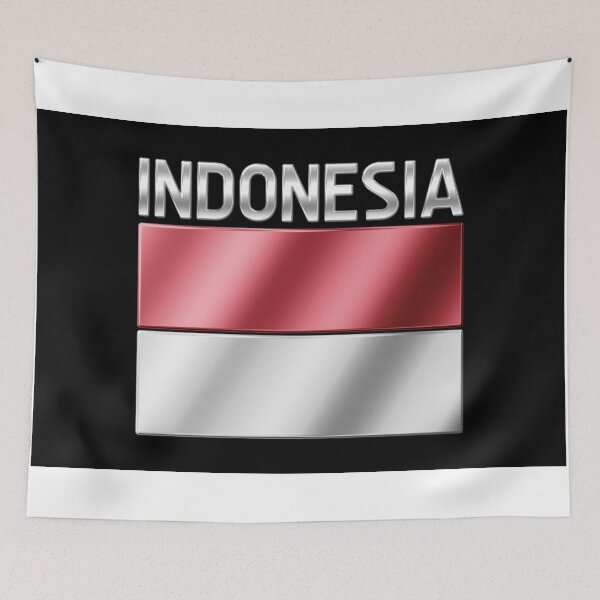 Item preview, Indonesia - Indonesian Flag & Text - Metallic designed and sold by Graphix.