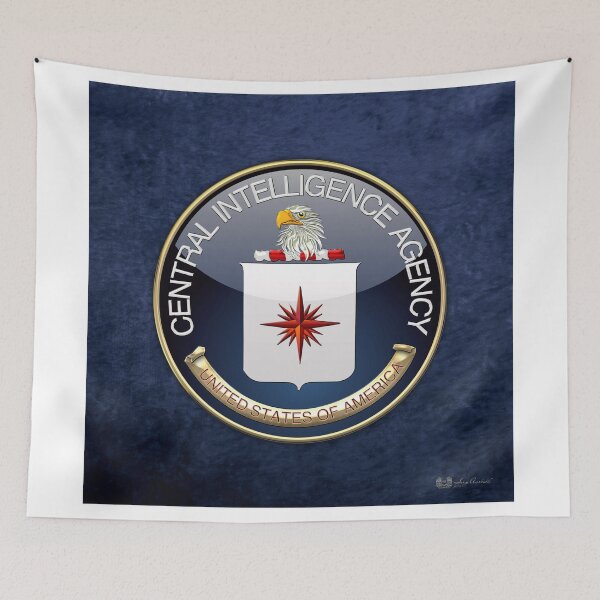 Item preview, Central Intelligence Agency - CIA Emblem 3D on Blue Velvet designed and sold by Serge Averbukh Art Studio.