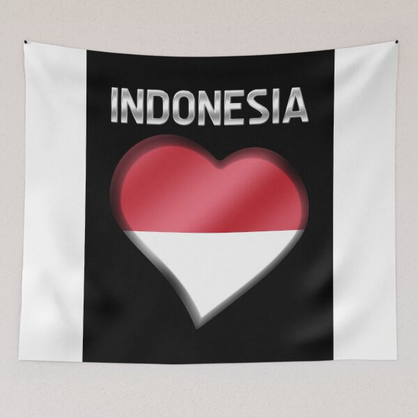 Item preview, Indonesia - Indonesian Flag Heart & Text - Metallic designed and sold by Graphix.
