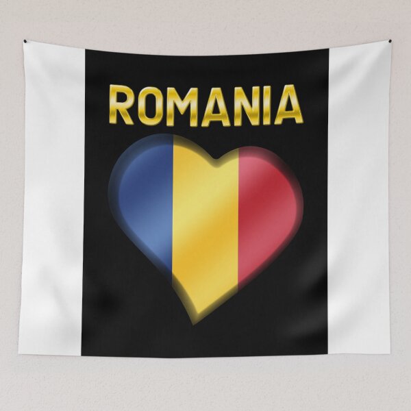 Item preview, Romania - Romanian Flag Heart & Text - Metallic designed and sold by Graphix.