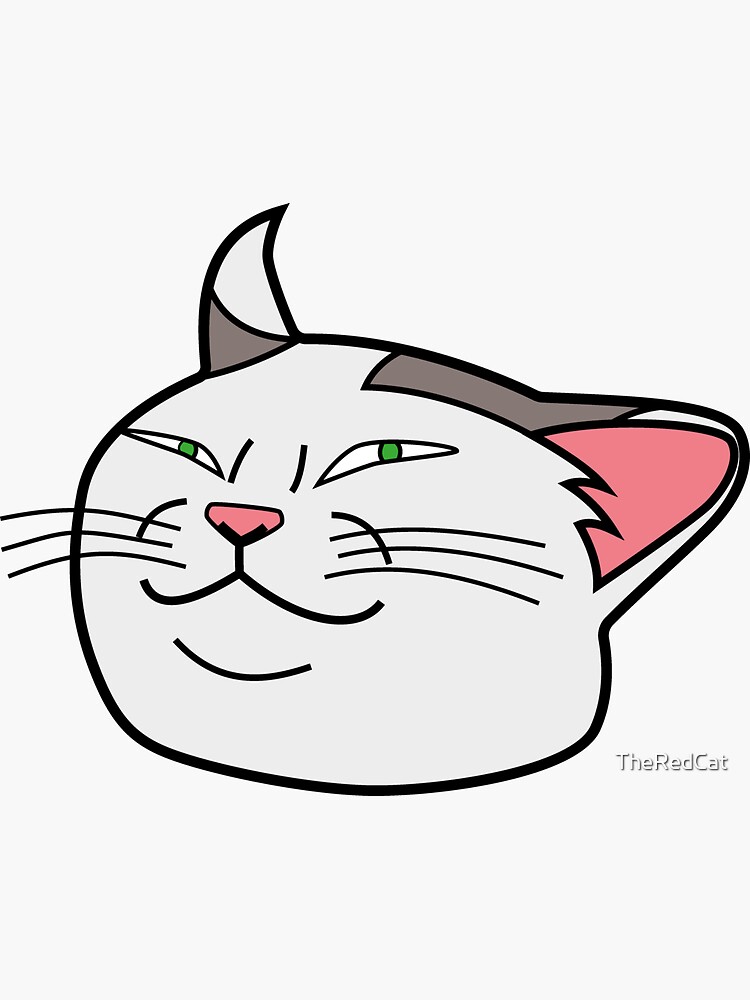 Smug Cat Meme Face - Cat - Sticker