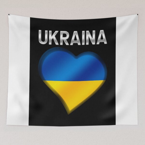 Item preview, Ukraina - Ukrainian Flag Heart & Text - Metallic designed and sold by Graphix.