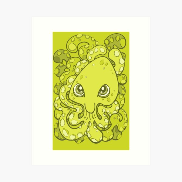 Item preview, Happy Octopus Squid Kraken Cthulhu Sea Creature - Lime Punch Green designed and sold by bignose1977.