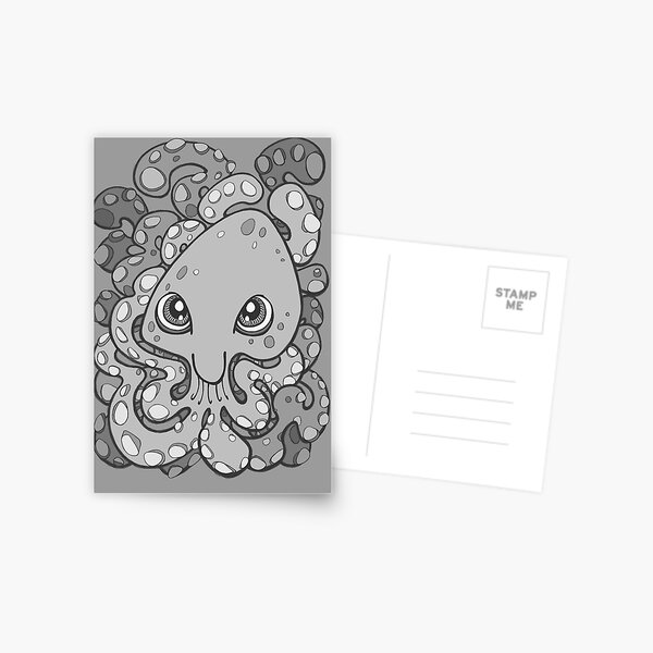 Artikelvorschau, Glückliche Krake-Tintenfisch Kraken Cthulhu Sea Creature - Hafen-Nebel-Grau entworfen und verkauft von bignose1977.
