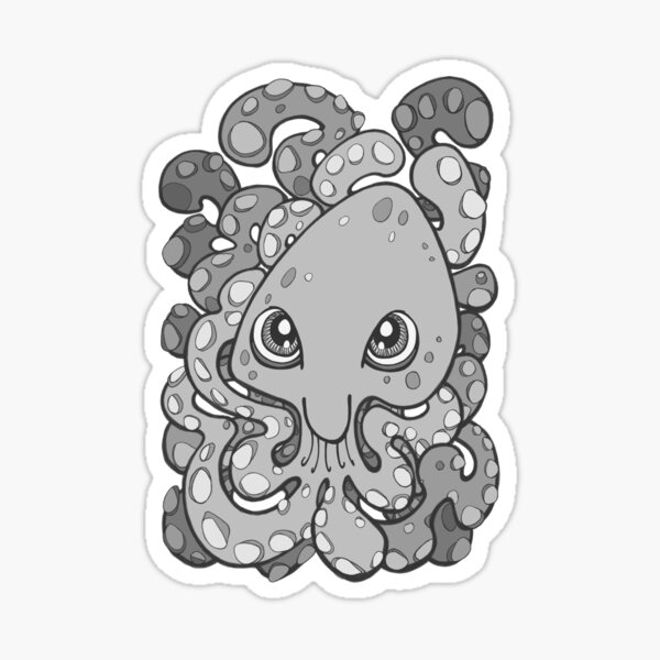 Item preview, Happy Octopus Squid Kraken Cthulhu Sea Creature - Harbour Mist Grey designed and sold by bignose1977.