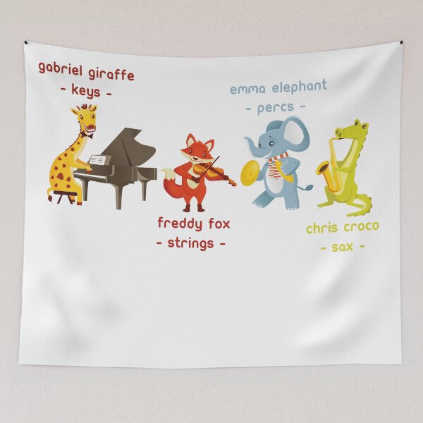 Item preview, Animales de dibujos animados tocando música en una banda designed and sold by Cute Art Design.