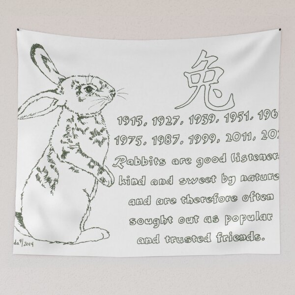 Item preview, Daily Doodle 17- Zodiac - Chinese Zodiac-Rabbit designed and sold by ArtbyMinda.