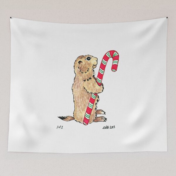 Item preview, 2013 Holiday ATC 1 - Prairie Dog Candy Cane designed and sold by ArtbyMinda.