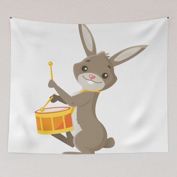 Item preview, Funny cartoon rabbit playing drums designed and sold by Cute Art Design.