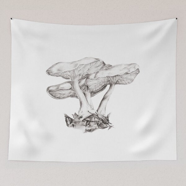 Item preview, Fungi mushroom study mono pencil drawing designed and sold by Sarah Trett.