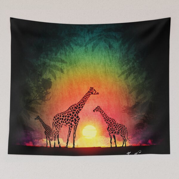 Item preview, Giraffes at sunset designed and sold by Nicolas Maurel Art.