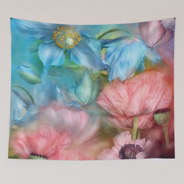 Item preview, Poppies Peach And Blue designed and sold by Carol  Cavalaris.
