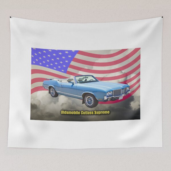 Item preview, Oldsmobile Cutlass Supreme And American Flag designed and sold by KWJphotoart.