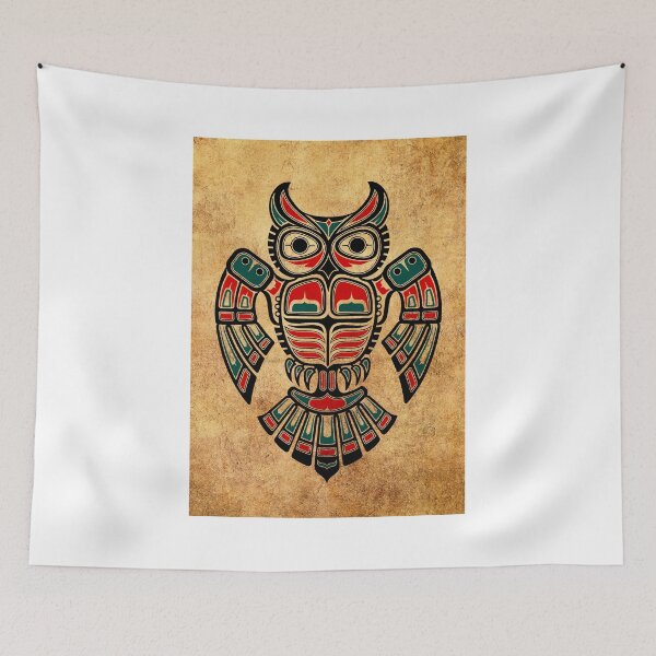 Artikelvorschau, Rote und Teal Blue Haida Spirit Owl entworfen und verkauft von JeffBartels.