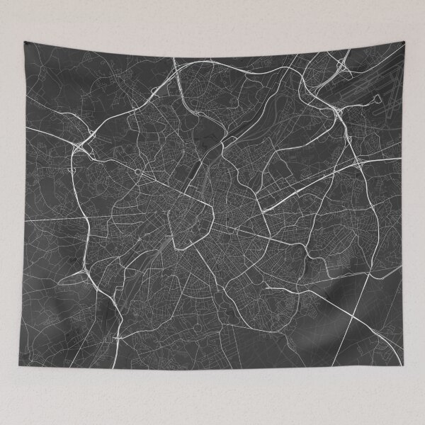 Item preview, Brussels, Belgium Map. (White on black) designed and sold by Graphical-Maps.