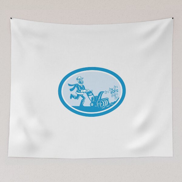 Item preview, Man With Snow Blower Oval Cartoon designed and sold by patrimonio.