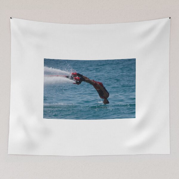 Item preview, Flyboarder in red diving headfirst into sea designed and sold by Nick Dale Photography.