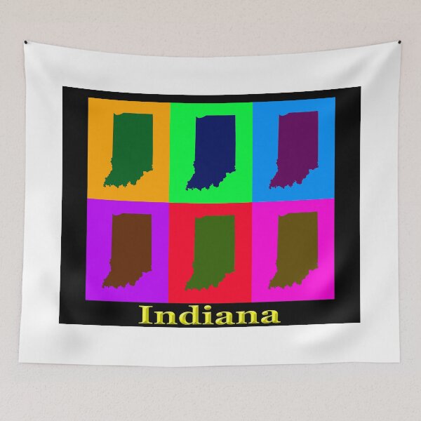 Item preview, Colorful Indiana State Pop Art Map designed and sold by KWJphotoart.